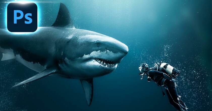 Photoshop Digital Art COURSE for Beginners | Diving Shark